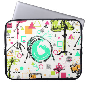 Schlagzeug: Watercolor Memphis Retro. Laptopschutzhülle