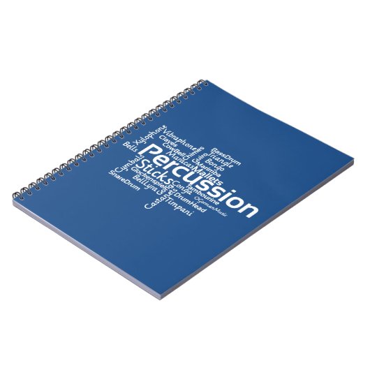 Schlagzeug Word Cloud Notizblock (Linke Seite)