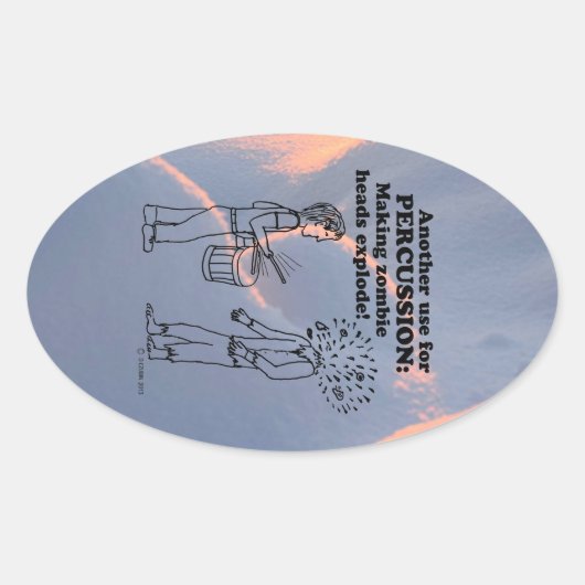 Schlagzeug Zombie Explode Oval Sticker (Vorderseite)