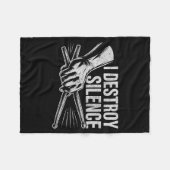 Schlagzeuger Drummer I Destroy Silence Drumming L Fleecedecke (Vorderseite (Horizontal))