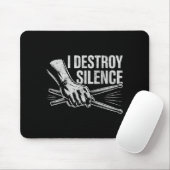 Schlagzeuger Drummer I Destroy Silence Drumming L Mousepad (Mit Mouse)
