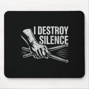 Schlagzeuger Drummer I Destroy Silence Drumming L Mousepad