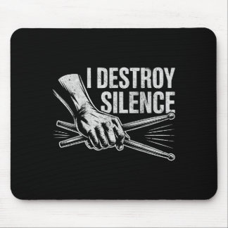 Schlagzeuger Drummer I Destroy Silence Drumming L Mousepad