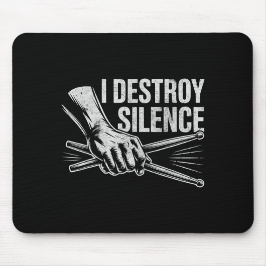 Schlagzeuger Drummer I Destroy Silence Drumming L Mousepad (Vorne)