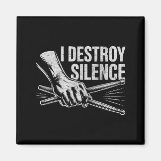 Schlagzeuger Drummer I Destroy Silence Trommeln L Magnet