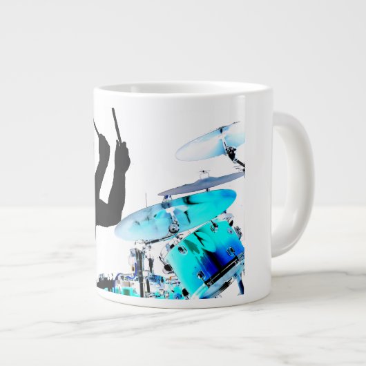 Schlagzeuger haftet in den umgewandelten Trommeln Jumbo-Tasse (Vorderseite Rechts)