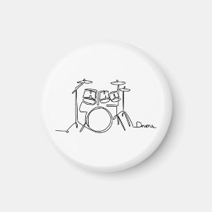 Schlagzeuger Musik Design One-Line Drums  Magnet