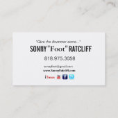 Schlagzeuger-Musiker für Musikindustrie-Karte Visitenkarte (Rückseite)