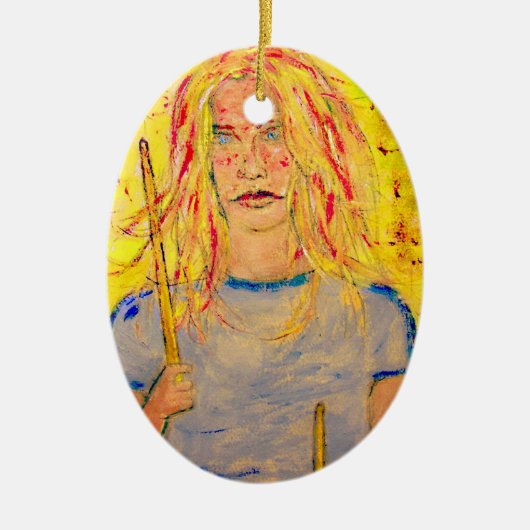 Schlagzeugerin Keramikornament (Vorne)