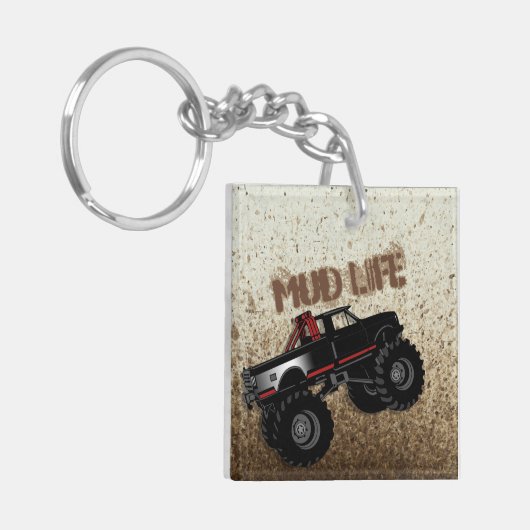 Schlamm-Leben-Schlamm-versinkender schwarzer LKW Schlüsselanhänger (Vorderseite links)