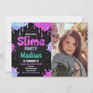 Schlamm-Party-Geburtstags-Foto-Einladung Glitter Einladung