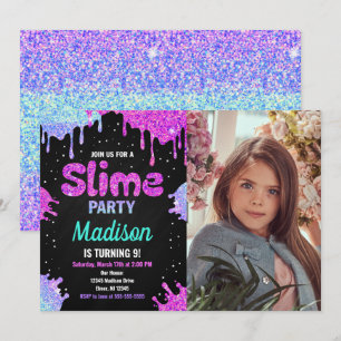 Schlamm-Party-Geburtstags-Fotoeinladung Glitter Einladung