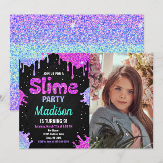 Schlamm-Party-Geburtstags-Fotoeinladung Glitter Einladung