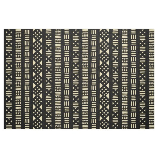 Schlamm-Stoff-Art-Muster 01 - Creme mit Schwarzem Stoff (Fat Quarter (45,7 x 55,9 cm))