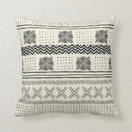 Schlamm-Stoff-geometrisches Streifen-Schwarzes und Kissen