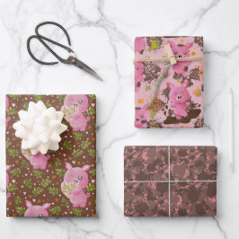 Schlammbade Piggy Schlammsplatten, die Papierblätt Geschenkpapier Set