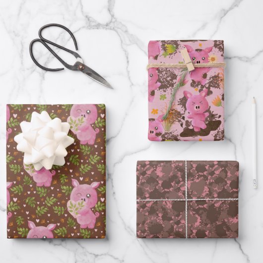 Schlammbade Piggy Schlammsplatten, die Papierblätt Geschenkpapier Set (Vorderseite)