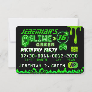 Schlammgrüne VIP-Geburtstagsparty-Kreditkarte Einladung