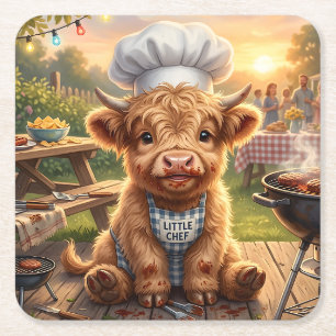 Schlammiges Grillen Highland-Rind Rechteckiger Pappuntersetzer