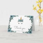 Schlampe Einhorn Gesicht blauen Blumen Dankeschön Karte (Gelbe Blume)