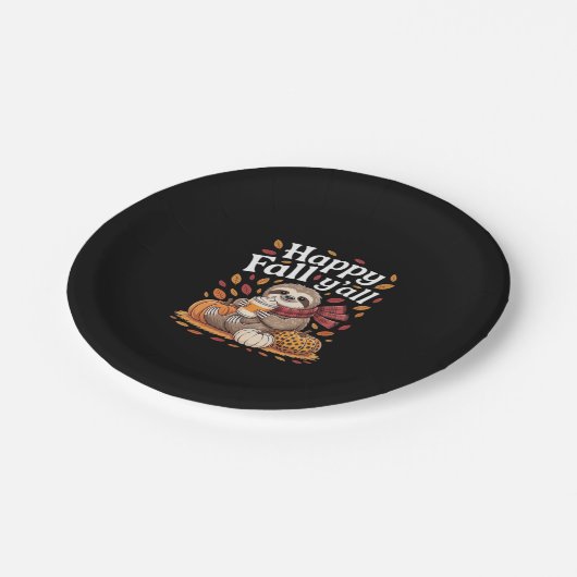 Schlampe mit Kürbisgewürz fröhlicher Herbst Pappteller (Schrägansicht)