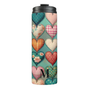 Schlampig genähtes Stoff-Herz-Kaffeebecher-Reisebe Thermosbecher