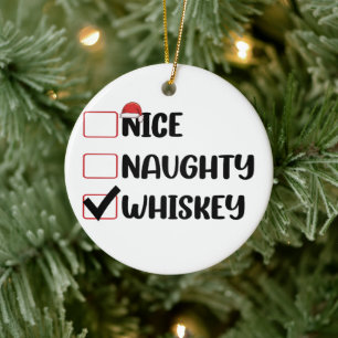 Schlampig Nett Whiskey Santa Weihnachtsliste Keramik Ornament