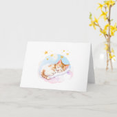 Schlampige Kitty Fluffy Wolken Blank geklappter Gr Karte (Gelbe Blume)