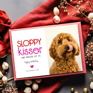 Schlampiger Kisser Hund Foto Valentinstag Feiertagskarte