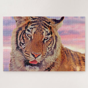 Schlampiger Tiger bei Sonnenuntergang, Big Cat Puzzle