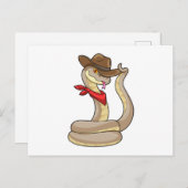 Schlange als Cowboy mit Scarf Postkarte (Vorne/Hinten)