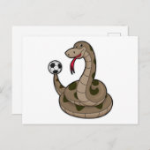 Schlange als Fußballspieler mit Fußball Postkarte (Vorne/Hinten)