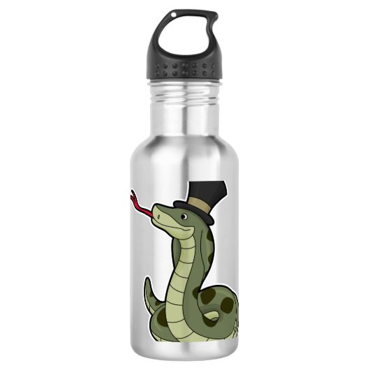 Schlange als Gentleman & Hat Edelstahlflasche (Vorderseite)