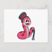 Schlange als Gentleman mit Hut & Walking-Stick Postkarte (Vorderseite)