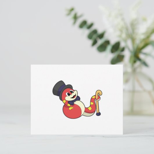 Schlange als Groom mit Hut Postkarte (Stehend Vorderseite)