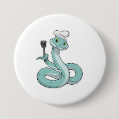 Schlange als Koch mit Koch Hut Button (Vorderseite)