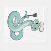 Schlange als Koch mit Koch Hut Fleecedecke (Vorderseite (Horizontal))