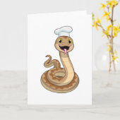 Schlange als Koch mit Koch Hut Karte (Gelbe Blume)