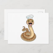 Schlange als Koch mit Koch Hut Postkarte (Vorne/Hinten)