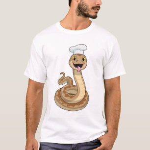 Schlange als Koch mit Koch Hut T-Shirt
