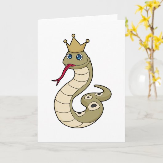 Schlange als König mit Krone Karte (Gelbe Blume)