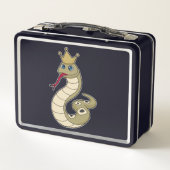 Schlange als König mit Krone Metall Brotdose (Rückseite)