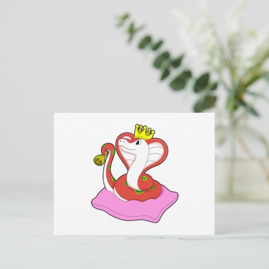 Schlange als König mit Krone Postkarte (Stehend Vorderseite)