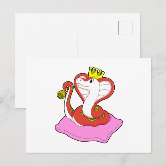 Schlange als König mit Krone Postkarte (Vorne/Hinten)