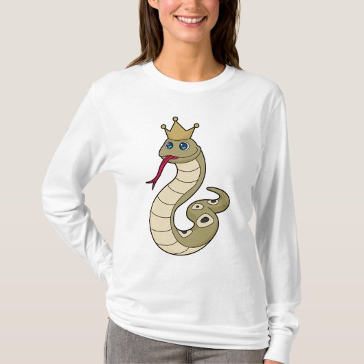 Schlange als König mit Krone T-Shirt (Vorderseite)