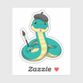 Schlange als Maler mit Pinsel Aufkleber (Blatt)