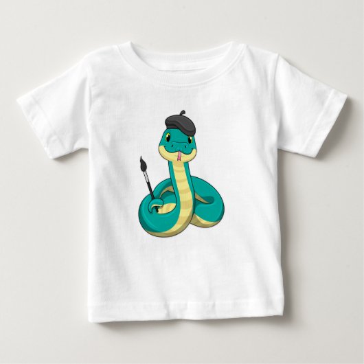 Schlange als Maler mit Pinsel Baby T-shirt (Vorderseite)