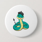 Schlange als Maler mit Pinsel Button (Vorderseite)