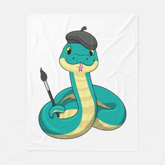 Schlange als Maler mit Pinsel Fleecedecke (Vorderseite)