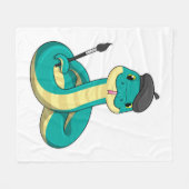 Schlange als Maler mit Pinsel Fleecedecke (Vorderseite (Horizontal))